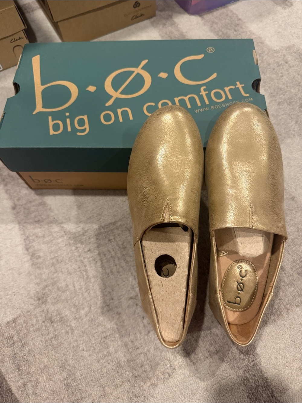 b.o.c. Metallic Gold Slip-On Comfort Flats